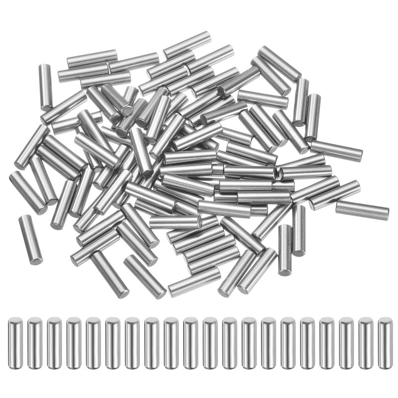 uxcell 100 Pcs 3mm x 14mm Dowel Pins Bearing Steel Cylindrical Dowel Pins Shelf Support Peg Pin Rod Fasten Elements Metal Shelf Pegs +/-0.02mm Diameter Tolerance, Silver Tone - Image 1